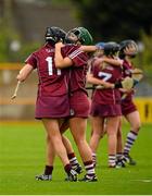15 August 2015; Galway players celebrate at the final whistle. Liberty Insurance All-Ireland Camogie Senior Championship, Semi-Final, Galway v Wexford, Nowlan Park, Kilkenny. Picture credit: Sam Barnes / SPORTSFILE