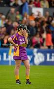 15 August 2015; Shauna Sinnott, Wexford, looks dejected at the final whistle. Liberty Insurance All-Ireland Camogie Senior Championship, Semi-Final, Galway v Wexford, Nowlan Park, Kilkenny. Picture credit: Sam Barnes / SPORTSFILE