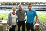 15 August 2015; Waterford great John Mullane in attendance at today's Bord Gáis Energy Legends Tour at Croke Park, where he relived some of most memorable moments from his playing career, with Billy Dumbrell and Cara Harte, from Terenure, Dublin. All Bord Gáis Energy Legends Tours include a trip to the GAA Museum, which is home to many exclusive exhibits, including the official GAA Hall of Fame. For booking and ticket information about the GAA legends for this summer visit www.crokepark.ie/gaa-museum. Croke Park, Dublin. Picture credit: Piaras Ó Mídheach / SPORTSFILE