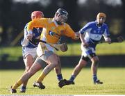 18 January 2009; Michael Herron, Antrim, in action against Mick McEvoy, Laois. Walsh Cup, Laois v Antrim, Kelly Daly Park, Rathdowney, Co. Laois. Picture credit: Brian Lawless / SPORTSFILE