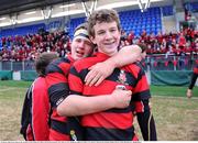 21 January 2009; Scott Calbeck, left, and Peter Lydon, Kilkenny College, after the final whistle. Vinnie Murray Cup, 2nd Round, Kilkenny College v St Andrew's, Donnybrook Stadium, Dublin. Picture credit: Matt Browne / SPORTSFILE