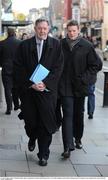 22 January 2009; Leinster's Malcolm O'Kelly, right, on his way to an ERC disiplinary hearing. ERC, Huguenot House, St Stephen's Green, Dublin. Picture credit: Diarmuid Greene / SPORTSFILE