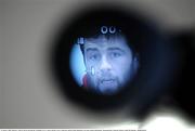 22 January 2009; Munster's Marcus Horan through the viewfinder of a tv camera during a press conference ahead of their Heineken Cup game against Montauban. Thomond Park, Limerick. Picture credit: Pat Murphy / SPORTSFILE