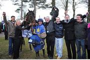 22 January 2009; Winning Connections with jockey Philip Enright celebrate winning the Ellen Construction Thyestes Handicap Chase with Priests Leap. Picture credit: Matt Browne / SPORTSFILE