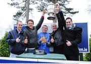 22 January 2009; Winning Connections, from left, Sean O'Donohue, trainer Thomas O'Leary, jockey Philip Enright, owners John O'Donohue and Declan O'Donohue celebrate after winning the Ellen Construction Thyestes Handicap Chase with Preists Leap. Gowran Park, Co. Kilkenny. Picture credit: Matt Browne / SPORTSFILE