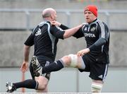 22 January 2009; Munster's Paul O'Connell and John Hayes, left, in action during a squad training session ahead of their Heineken Cup game against Montauban on Saturday. Thomond Park, Limerick. Picture credit: Pat Murphy / SPORTSFILE