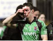 22 January 2009; Niall McGovern, Queens, leaves the field with a cut eye. Gaelic Life Dr. McKenna Cup Semi-Final, Queens v Down, Pairc Esler, Newry, Co. Down. Picture credit: Oliver McVeigh / SPORTSFILE