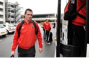 23 January 2009; Munster's Alan Quinlan makes his way onto the team bus after arriving at Toulouse airport, ahead of their Heineken Cup match against Montauban tomorrow. Toulouse, France. Picture credit: Matt Browne / SPORTSFILE