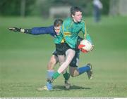 23 January 2009; Fergal Duffy, St. Benildus College, Kilmacud, in action against Colm Fahy, Portmarnock Community School. Leinster Schools Senior A Football Championship, round 2. Portmarnock Community School, Portmarnock, Dublin. Picture credit: Daire Brennan / SPORTSFILE
