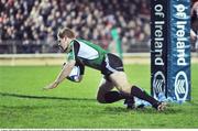 23 January 2009; Liam Bibo, Connacht, goes over to score his side's third try. European Challenge Cup, Pool 1, Round 6, Connacht v Dax, Sportsground, Galway. Picture credit: David Maher / SPORTSFILE