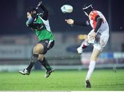 23 January 2009; Niva Ta'Auso, Connacht, blocks the kick of Maxime Petitjean, Dax. European Challenge Cup, Pool 1, Round 6, Connacht v Dax, Sportsground, Galway. Picture credit: David Maher / SPORTSFILE