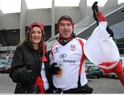 24 January 2009; Ulster supporters Joanne Weir and Steve Love, from Co. Down, before the game. Heineken Cup, Pool 4, Round 6, Stade Francais v Ulster Rugby, Stade Jean Bouin, Paris, France. Picture credit: Diarmuid Greene / SPORTSFILE