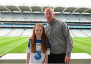 15 August 2015; Waterford great John Mullane in attendance at today's Bord Gáis Energy Legends Tour at Croke Park, where he relived some of most memorable moments from his playing career, with Olivia Malone, from Ballycullane, Waterford. All Bord Gáis Energy Legends Tours include a trip to the GAA Museum, which is home to many exclusive exhibits, including the official GAA Hall of Fame. For booking and ticket information about the GAA legends for this summer visit www.crokepark.ie/gaa-museum. Croke Park, Dublin. Picture credit: Piaras Ó Mídheach / SPORTSFILE