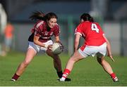 15 August 2015; Patricia Gleeson, Galway in action against Aisling Barrett, Cork. TG4 Ladies Football All-Ireland Senior Championship, Quarter-Final, Cork v Galway, Gaelic Grounds, Limerick. Picture credit: Seb Daly / SPORTSFILE
