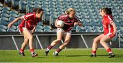 15 August 2015; Tracey Leonard, Galway, centre, in action against Cork's Geraldine O'Flynn, left, and Marie Ambrose. TG4 Ladies Football All-Ireland Senior Championship, Quarter-Final, Cork v Galway, Gaelic Grounds, Limerick. Picture credit: Seb Daly / SPORTSFILE