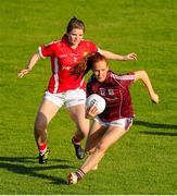 15 August 2015; Olivia Divilly, Galway, in action against Marie Ambrose, Cork. TG4 Ladies Football All-Ireland Senior Championship, Quarter-Final, Cork v Galway, Gaelic Grounds, Limerick. Picture credit: Seb Daly / SPORTSFILE