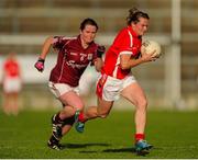 15 August 2015; Cork's Briege Corkery gets away from Galway's Nicola Ward. TG4 Ladies Football All-Ireland Senior Championship, Quarter-Final, Cork v Galway, Gaelic Grounds, Limerick. Picture credit: Seb Daly / SPORTSFILE