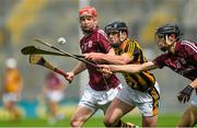 16 August 2015; Shane Mahony, Kilkenny, in action against Ian O'Brien, left, and Michael Lynch, Galway. Electric Ireland GAA Hurling All-Ireland Minor Championship, Semi-Final Replay, Kilkenny v Galway. Croke Park, Dublin. Picture credit: David Maher / SPORTSFILE
