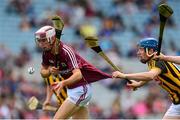 16 August 2015; Jack Fitzpatrick, Galway, in action against John Donnelly, Kilkenny. Electric Ireland GAA Hurling All-Ireland Minor Championship, Semi-Final Replay, Kilkenny v Galway. Croke Park, Dublin. Picture credit: Piaras Ó Mídheach / SPORTSFILE
