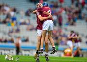 16 August 2015; Galway's Jack Fitzpatrick and Ciarán Connors, 4, celebrate at the final whistle. Electric Ireland GAA Hurling All-Ireland Minor Championship, Semi-Final Replay, Kilkenny v Galway. Croke Park, Dublin. Picture credit: Piaras Ó Mídheach / SPORTSFILE