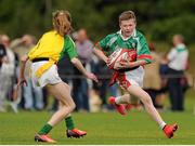 16 August 2015; Dylan Doyle, Hacketstown, Co. Carlow, right, in action during the Mixed U14 and O11 Tag Rugby. HSE National Community Games Festival, Weekend 1. Athlone IT, Athlone, Co. Westmeath. Picture credit: Seb Daly / SPORTSFILE