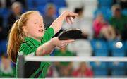 16 August 2015; Grace Hodgins, Bunnunadden, Co. Sligo, in action during the U16 and O13 Girls Table Tennis. HSE National Community Games Festival, Weekend 1. Athlone IT, Athlone, Co. Westmeath. Picture credit: Seb Daly / SPORTSFILE