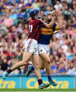 16 August 2015; Cyril Donnellan, Galway, is fouled for a penalty by Cathal Barrett, Tipperary. GAA Hurling All-Ireland Senior Championship, Semi-Final, Tipperary v Galway. Croke Park, Dublin. Picture credit: Piaras Ó Mídheach / SPORTSFILE