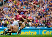 16 August 2015; Cyril Donnellan, Galway, is fouled for a penalty by Cathal Barrett, Tipperary. GAA Hurling All-Ireland Senior Championship, Semi-Final, Tipperary v Galway. Croke Park, Dublin. Picture credit: Piaras Ó Mídheach / SPORTSFILE