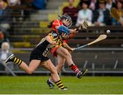 16 August 2015; Amy O'Connor, Cork, is challenged by Áine Connery, Kilkenny. Liberty Insurance All Ireland Senior Camogie Championship, Semi-Final, Cork v Kilkenny. Walsh Park, Waterford. Picture credit: Sam Barnes / SPORTSFILE