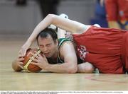 24 January 2009; Glenn Hynes, An Cearnog Nua, Moycullen, holds possession of a loose ball from Brian Clernon, Team Garvey's St Mary's. Men's Senior Cup Final, Team Garvey's St Mary's, Castleisland, Co. Kerry v An Cearnog Nua, Moycullen, Co. Galway, National Basketball Arena, Tallaght. Picture credit: Brendan Moran / SPORTSFILE
