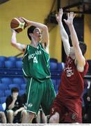 24 January 2009; Cian Nihill, An Cearnog Nua, Moycullen, in action against Tom Fleming, Team Garvey's St Mary's. Men's Senior Cup Final, Team Garvey's St Mary's, Castleisland, Co. Kerry v An Cearnog Nua, Moycullen, Co. Galway, National Basketball Arena, Tallaght, Co. Dublin. Picture credit: Brendan Moran / SPORTSFILE