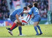 24 January 2009; Willie Faloon, Ulster, is tackled by Sergio Parisse, left, and Alexandre Albouy, Stade Francais. Heineken Cup, Pool 4, Round 6, Stade Francais v Ulster Rugby, Stade Jean Bouin, Paris, France. Picture credit: Diarmuid Greene / SPORTSFILE