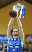 24 January 2009; Waterford Wildcats captain Cathy Kavanagh lifts the cup after the game. Women's U20 National Cup Final, Glanmire, Cork v Waterford Wildcats, Waterford, National Basketball Arena, Tallaght. Picture credit: Brendan Moran / SPORTSFILE