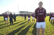 25 January 2009; Galway's Barry Cullinane stands with his team-mates for the playing of the National Anthem. FBD League Final, Galway v Roscommon, Tuam Stadium, Tuam, Co. Galway. Picture credit: Ray Ryan / SPORTSFILE