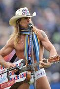 25 January 2009; The 'Naked Cowboy' entertains the crowd at half-time. Heineken Cup, Pool 2, Round 6, Leinster v Edinburgh, RDS, Dublin. Picture credit: David Maher / SPORTSFILE