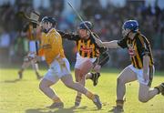 25 January 2009; Paddy Doherty, Antrim, in action against Jackie Tyrrell and Damien Fogerty, Kilkenny. Walsh Cup Semi-Final, Antrim v Kilkenny, Casement Park, Belfast, Co. Antrim. Picture credit: Oliver McVeigh / SPORTSFILE