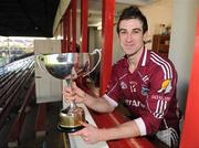 25 January 2009; Galway captain Nicky Joyce displays the FBD cup. FBD League Final, Galway v Roscommon, Tuam Stadium, Tuam, Co. Galway. Picture credit: Ray Ryan / SPORTSFILE