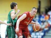 24 January 2009; Brian Clernon, Team Garvey's St Mary's, in action against James Loughnane, An Cearnog Nua, Moycullen. Men's Senior Cup Final, Team Garvey's St Mary's, Castleisland, Co. Kerry v An Cearnog Nua, Moycullen, Co. Galway, National Basketball Arena, Tallaght. Picture credit: Brendan Moran / SPORTSFILE