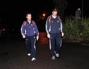 26 January 2009; Cork players Ben O'Connor, left, and Cathal Naughton arriving before the press conference. Maryborough Hotel and Spa, Cork. Picture credit: David Maher / SPORTSFILE