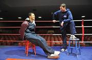 27 January 2009; Olympic silver medallist Kenny Egan with Tommy McCarthy, Belfast, before the 2009 Elite Irish senior boxing championships press conference. National Stadium, Dublin. Picture credit: David Maher / SPORTSFILE