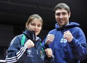 27 January 2009; Women's World Boxing Champion Katie Taylor with Olympic silver medallist Kenny Egan before the 2009 Elite Irish senior boxing championships press conference. National Stadium, Dublin. Picture credit: David Maher / SPORTSFILE
