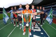 27 January 2009; Players from the clubs who will eventually contest the Heineken Cup Semi-Finals, from left to right, Paul Tito, Cardiff Blues, Jean Bouilhou, Toulouse, Danny Grecock, Bath Rugby, Rua Tipoki, Munster, Gonzalo Tiesi, Harlequins, Seru Rabeni, Leicester Tigers, Nikki Walker, Ospreys and Leo Cullen, Leinster. Murrayfield Stadium, Edinburgh, Scotland. Picture credit: David Gibson / SPORTSFILE