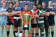 27 January 2009; Players from the clubs who will eventually contest the Heineken Cup Semi-Finals, from left to right, Paul Tito, Cardiff Blues, Jean Bouilhou, Toulouse, Danny Grecock, Bath Rugby, Rua Tipoki, Munster, Gonzalo Tiesi, Harlequins, Seru Rabeni, Leicester Tigers, Nikki Walker, Ospreys and Leo Cullen, Leinster. Heineken Cup Semi-Finals Draw, Murrayfield Stadium, Edinburgh, Scotland. Picture credit: David Gibson / SPORTSFILE