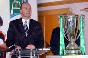27 January 2009; ERC Chief Executive Derek McGrath addresses the assembled media, players and coaches at the conclusion of the draw of the Heineken Cup Semi-Finals. Murrayfield Stadium, Edinburgh, Scotland. Picture credit: David Gibson / SPORTSFILE