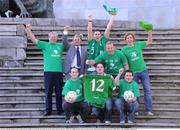 24 January 2009; Ray Houghton with 'You Boys in Green' members to promote the sale of tickets for the new singing section in Croke Park. Tickets are available from the Leinster Football Association offices in Parnell Square. Parnell Square, Dublin. Photo by Sportsfile