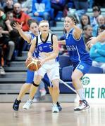 25 January 2009; Denise Walsh, Team Montenotte Hotel, Glanmire, in action against Kirsten Zompetti, left, and Mel Thomas, Bausch & Lomb Wildcats. Women's SL Cup Final, Bausch & Lomb Wildcats, Waterford, v Team Montenotte Hotel, Glanmire, Cork, National Basketball Arena, Tallaght. Picture credit: Brendan Moran / SPORTSFILE