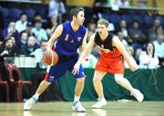 25 January 2009; Shane Coughlan, UCC Demons, in action against Jonathan Grennell, DART Killester. Men's Superleague Cup Final, UCC Demons, Cork v DART Killester, Dublin, National Basketball Arena, Tallaght. Picture credit: Brendan Moran / SPORTSFILE