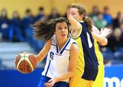 26 January 2009; Jade Daly, Malahide Community School, in action against Caroline Hill, St. Mary’s. Basketball Ireland Schools Cup Finals, Girls U19 B Final, Malahide Community School, Dublin v St. Mary’s, Naas, Kildare, National Basketball Arena, Tallaght. Picture credit: Pat Murphy / SPORTSFILE