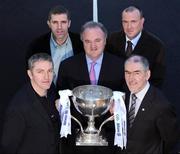 26 January 2009; Brendan Murphy, Chief Executive, Allianz Ireland, centre, with team managers, from left, Damien Cassidy, Derry, Kevin Walsh, Sligo, Pat Gilroy, Dublin, and Mickey Harte, Tyrone, at the launch of Allianz GAA Football Leagues 2009. Allianz Headquarters, Elmpark, Merrion Rd, Dublin. Picture credit: Brendan Moran / SPORTSFILE