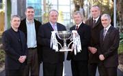 26 January 2009; At the launch of Allianz GAA Football Leagues 2009, from left, team managers, Damien Cassidy, Derry, Kevin Walsh, Sligo, Pat Gilroy, Dublin, and Mickey Harte, Tyrone, with Brendan Murphy, Chief Executive, Allianz Ireland, 3rd from left, and Paraic Duffy, Ard Stiurthoir of the GAA. Allianz Headquarters, Elmpark, Merrion Rd, Dublin. Picture credit: Brendan Moran / SPORTSFILE